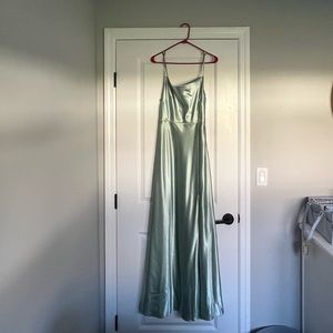 Birdy Grey Sage Lisa Long Dress in Shiny Satin